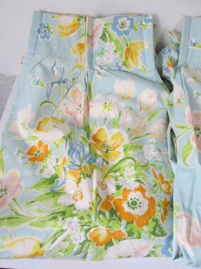 Vintage JC Penney Fashion Manor 2 Floral Pinch Pleat Header Curtains 78"L x 35"W